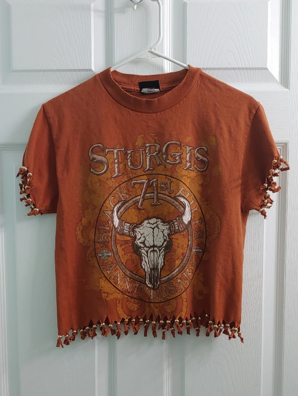 Harley Davidson Sturgis Fringe Biker T Shirt Western Beaded Women's Size S - Picture 2 of 7